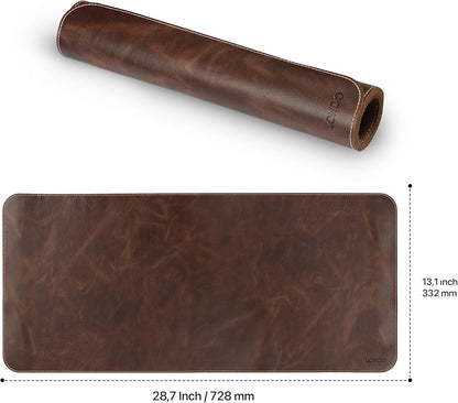 Top Grain Leather Extended Mouse Pad – Large Desk Mat for Office & Gaming, Smooth Writing Surface, Non-Slip Base, Durable & Stylish Workspace Accessory