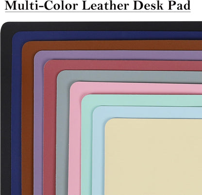PU Leather Desk Pad with Suede Base, Multi-Color Non-Slip Mouse Pad, 24” X 14” Waterproof Desk Writing Mat, Large Desk Blotter Protector (Dark Blue)